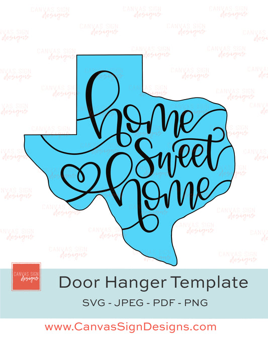 Texas Home Sweet Home Wooden Door Hanger Template