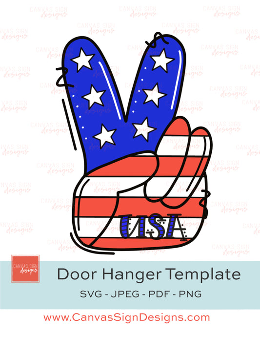 Patriotic Peace Wooden Door Hanger Template